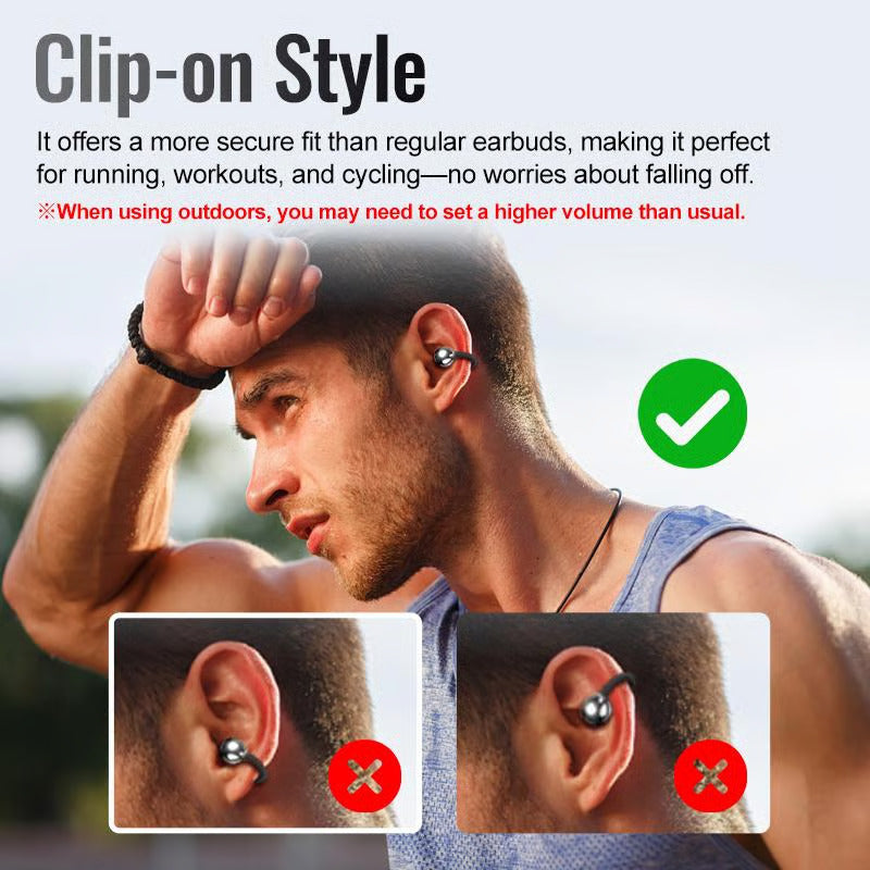 Ear Clip Bluetooth Headphones with Touch Screen
