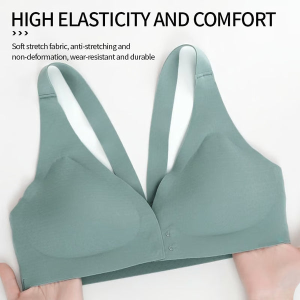 Deep V Minimizer Front Closure Push-up Wireless Bra
