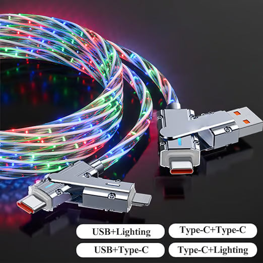 4-in-1 Fast Charging Cable with RGB Glow
