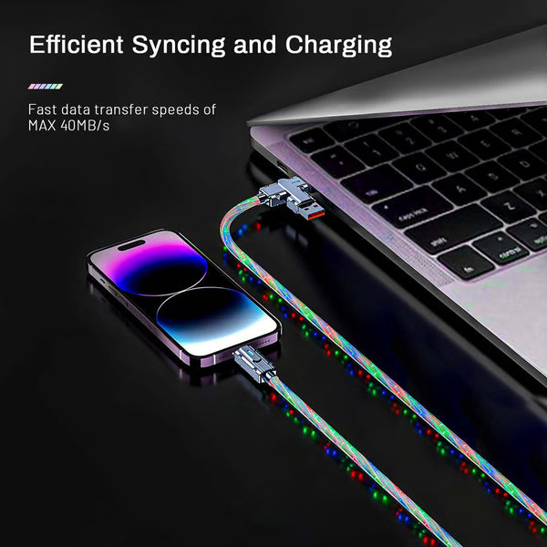 4-in-1 Fast Charging Cable with RGB Glow