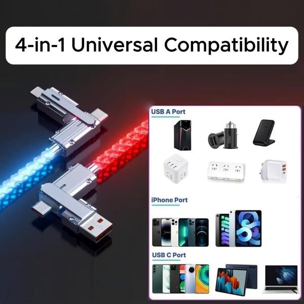 4-in-1 Fast Charging Cable with RGB Glow