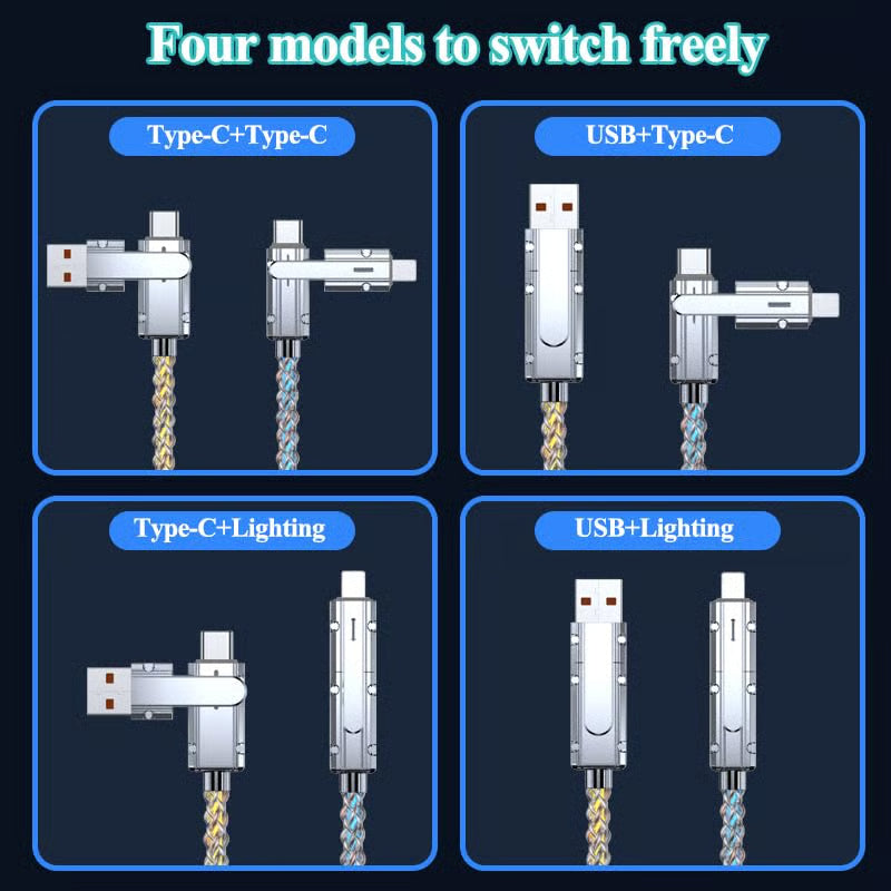 4-in-1 Fast Charging Cable with RGB Glow