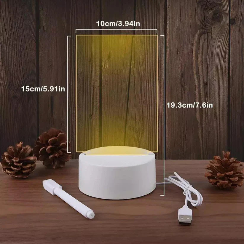 Acrylic Rectangle Writing Pad Table Lamp With Pen