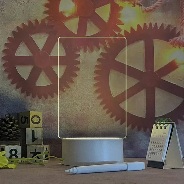 Acrylic Rectangle Writing Pad Table Lamp With Pen