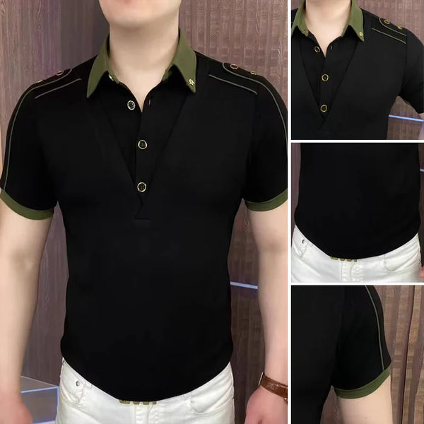 Men’s Comfortable Short Sleeve Lapel Top