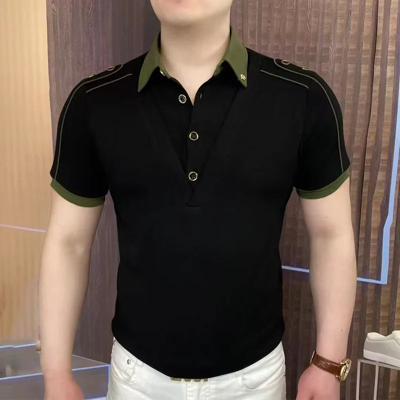 Men’s Comfortable Short Sleeve Lapel Top