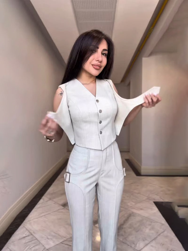 Women's V-neck Casual Suit