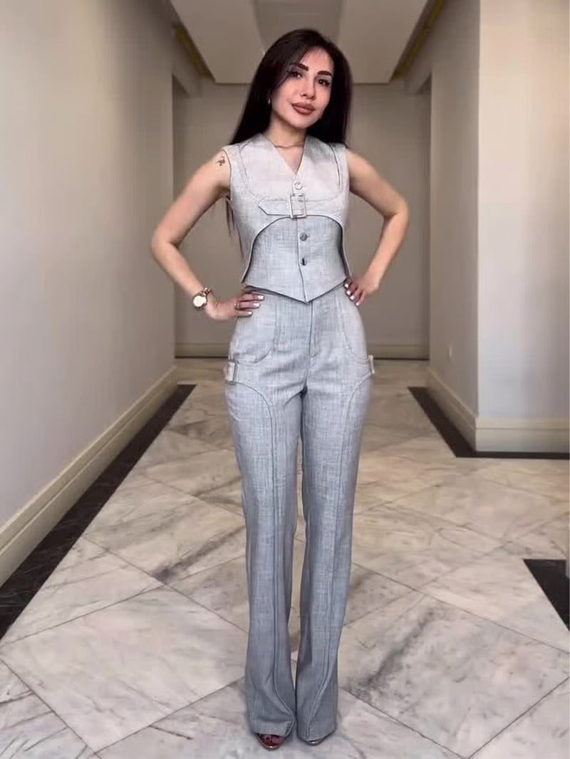 Women's V-neck Casual Suit