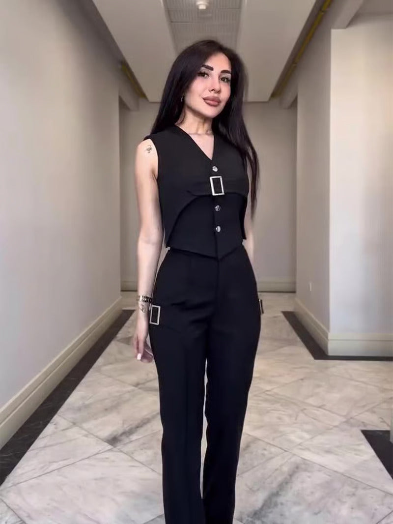 Women's V-neck Casual Suit